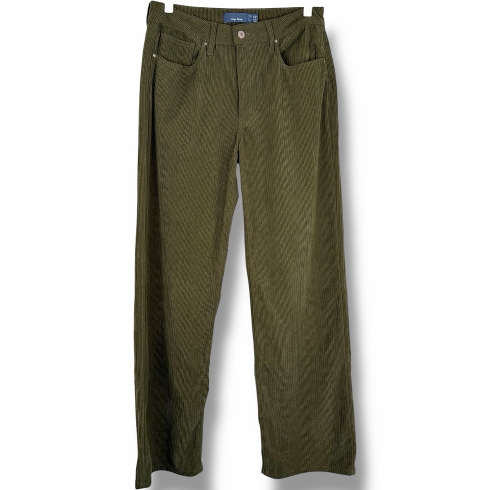 Indigo Rising Olive Green Corduroy Ribbed Wide Leg High Rise Flare Pants size 29 - Picture 2 of 5